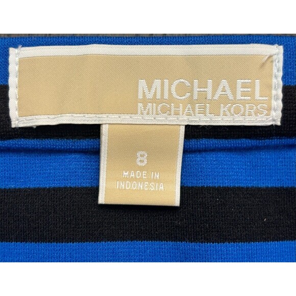 Michael Kors Vintage Mini Skirt Blue & Black Stripe Knit Stretch Side Zip Size 8 - Picture 7 of 9
